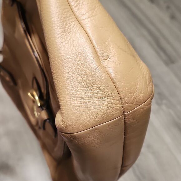 Coach Taupe Campbell Leather Belle Carryall Satchel Bag - Picture 16 of 16